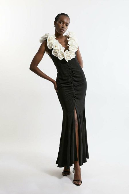 Tailoring Karen Millen Mono Women Petite Rosette Drama Maxi Dress