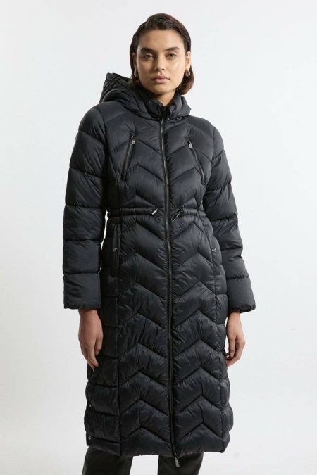Tailoring Karen Millen Petite Lightweight Knee Length Packable Coat Women Ivory