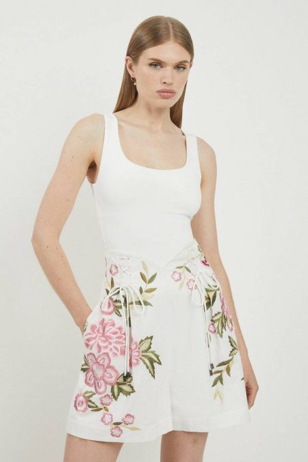 Tailoring Karen Millen Women Lydia Millen Linen Embroidery Woven Short