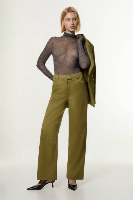 Tailoring Moss Karen Millen Women Petite Soft Structured Tailored Wide Leg Pants