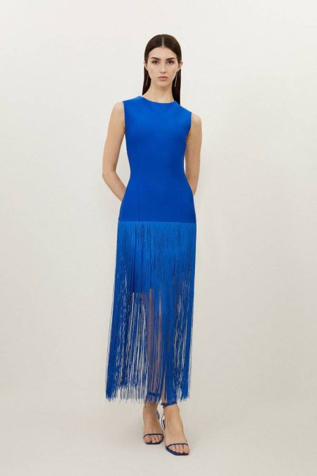 Tailoring Petite Figure Form Bandage Tassel Asymmetric Dress Cobalt Women Karen Millen