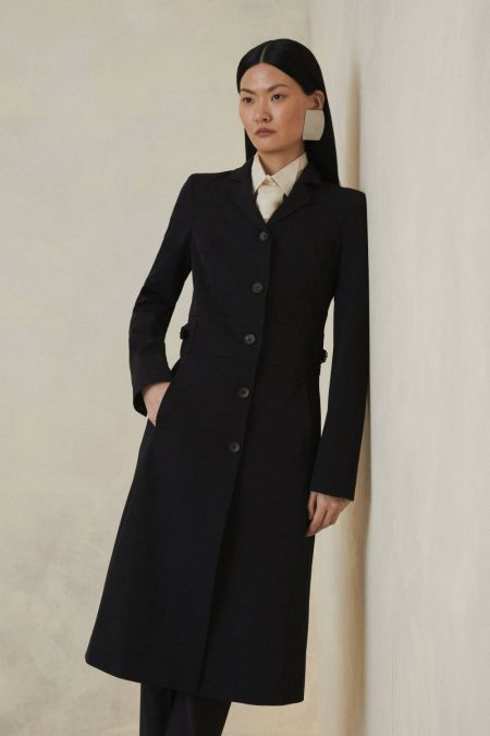 Tailoring Women Karen Millen The Founder Italian Technical Stretch Tab Tailored Maxi Coat