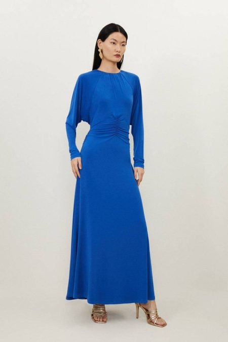 Tan Jersey Crepe Batwing Maxi Dress Women Tailoring Karen Millen