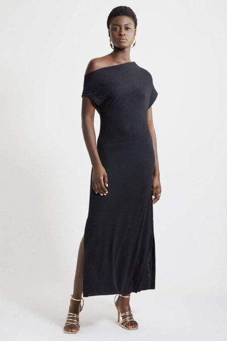 Taupe Women Karen Millen Cashmere Blend One Off The Shoulder Maxi Dress Tailoring