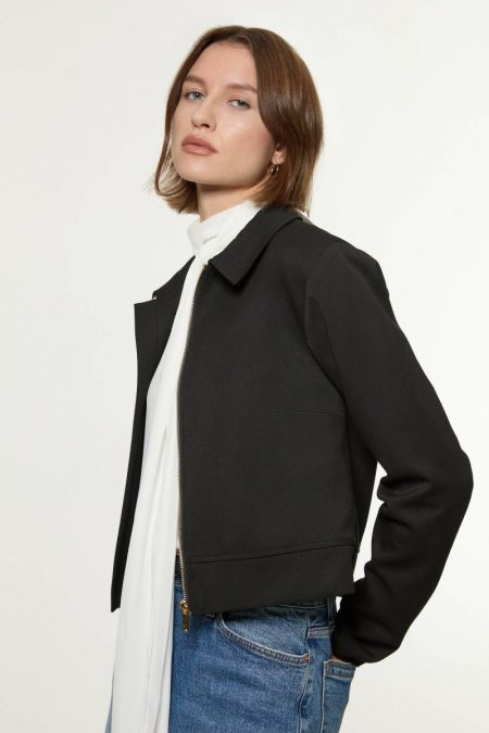 Technical Crepe Tailored Metal Zip Detail Jacket Tailoring Grey Marl Karen Millen Women