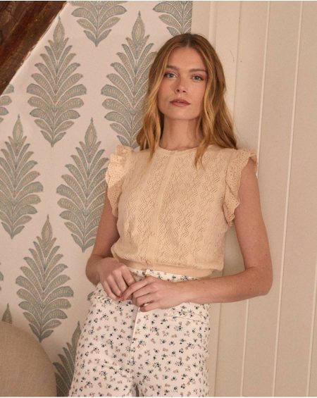 Top Buttons Look Women Beige Polín Et Moi T-Shirts And Tops