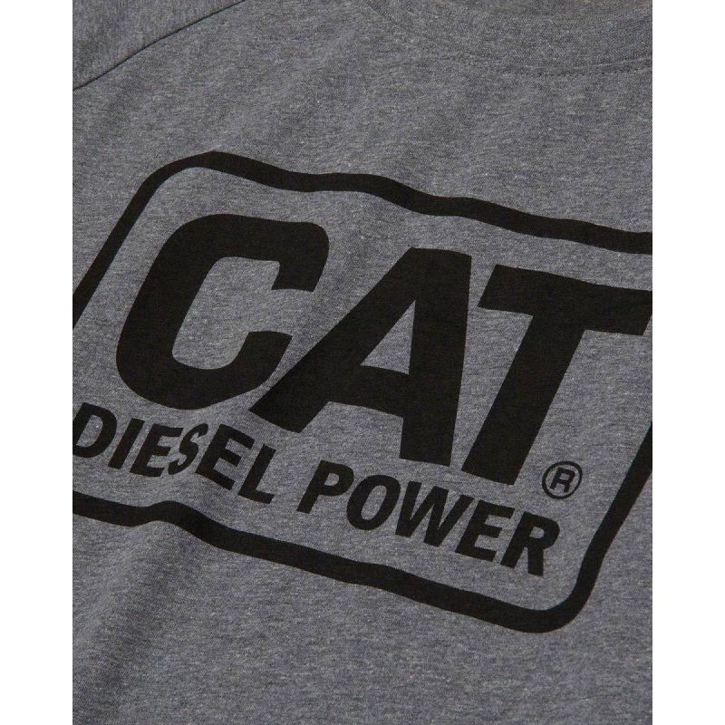Tops & Outerwear Dark Heather Grey Men's Cat Diesel Power Long Sleeve Tee Men - Image 2