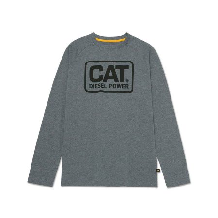 Tops & Outerwear Dark Heather Grey Men's Cat Diesel Power Long Sleeve Tee Men