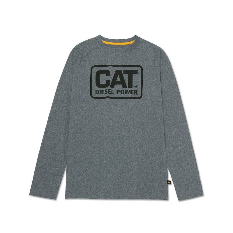 Tops & Outerwear Dark Heather Grey Men's Cat Diesel Power Long Sleeve Tee Men