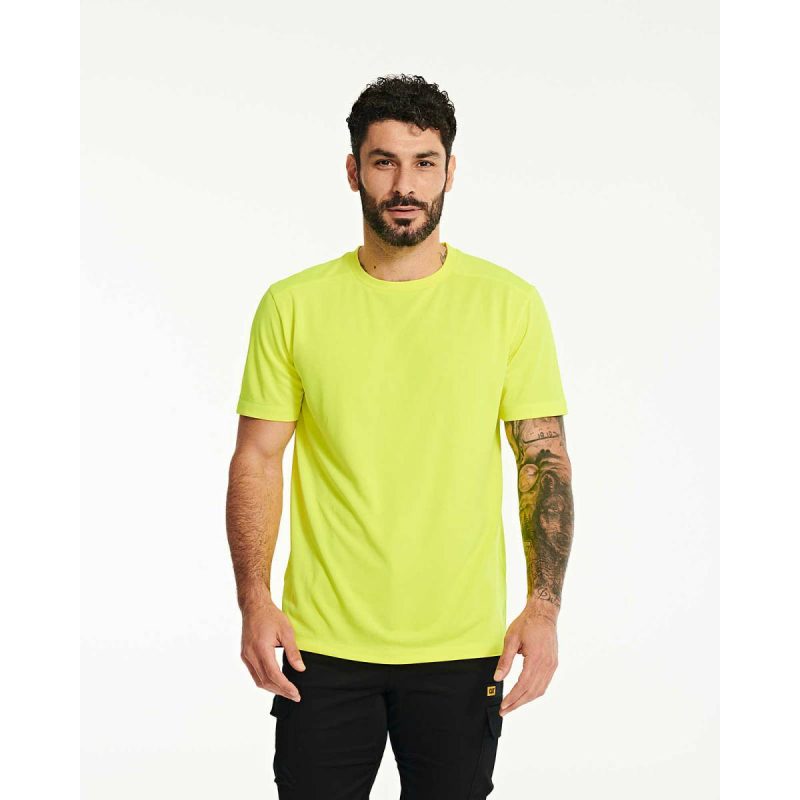 Tops & Outerwear Men's Coolmax Short Sleeve Tee Cat Hi-Vis Yellow Men - Image 2