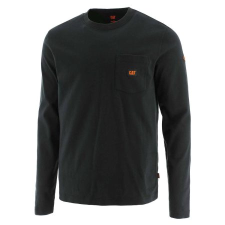 Tops & Outerwear Men's Flame Resistant Logo Pocket Long Sleeve Tee Black Cat Men