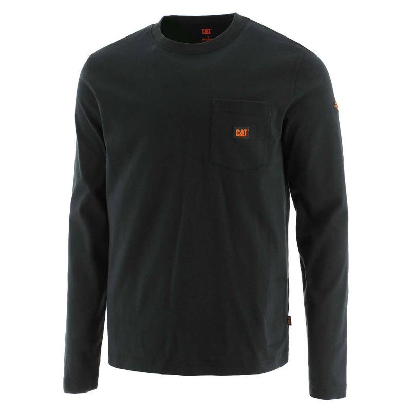 Tops & Outerwear Men's Flame Resistant Logo Pocket Long Sleeve Tee Black Cat Men