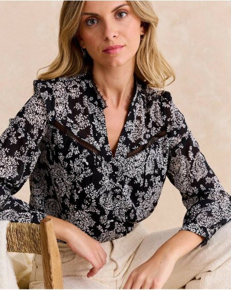 Tops Polín Et Moi Dora Flowers Shirt Women Black
