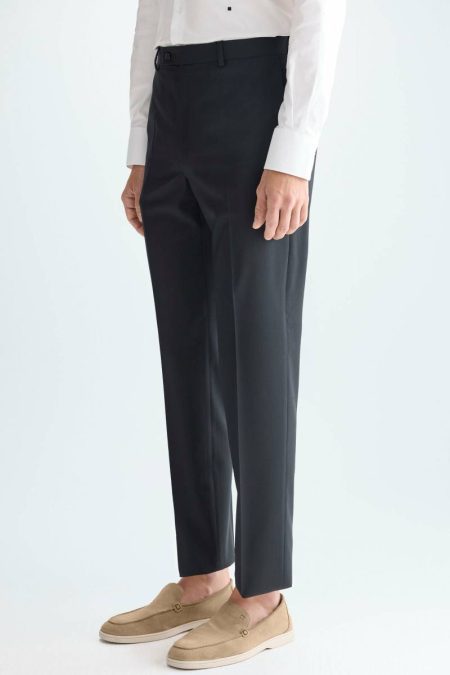 Tropical Wool Classic Fit Suit Trousers Men Trousers Black Purificacion Garci