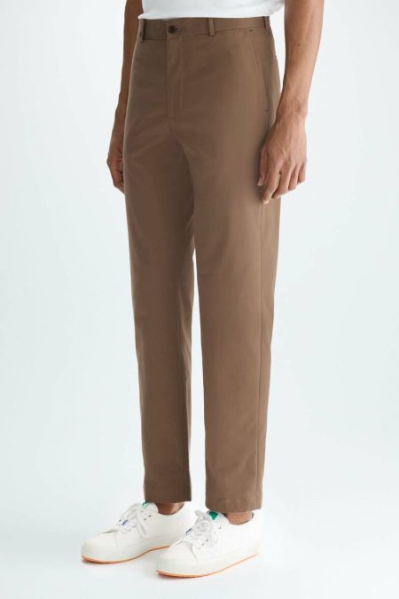 Trousers Cotton Twill Regular Fit Chino Trousers Brown Men Purificacion Garci