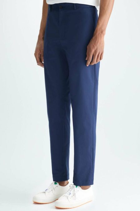 Trousers Navy Purificacion Garci Cotton Twill Regular Fit Chino Trousers Men