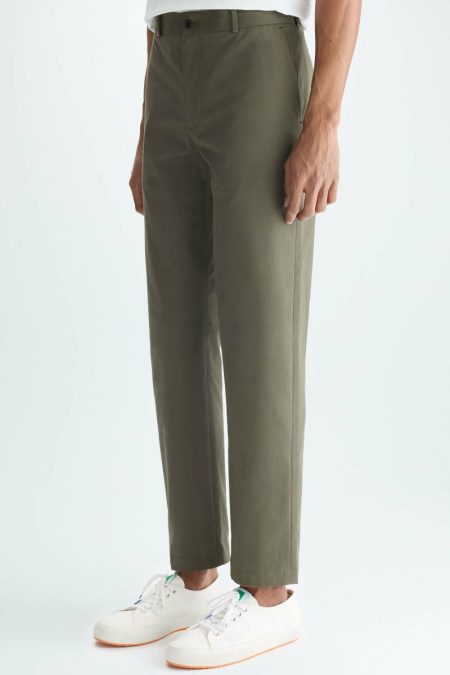 Trousers Purificacion Garci Cotton Twill Regular Fit Chino Trousers Men Khaki