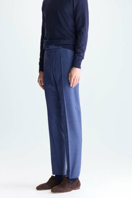 Trousers Purificacion Garci Tropical Wool Classic Fit Suit Trousers Men Ink Blue