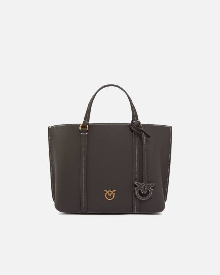 Tumbled Leather Shopper Bag Brown-Antique Gold Shoulder Bags Pinko