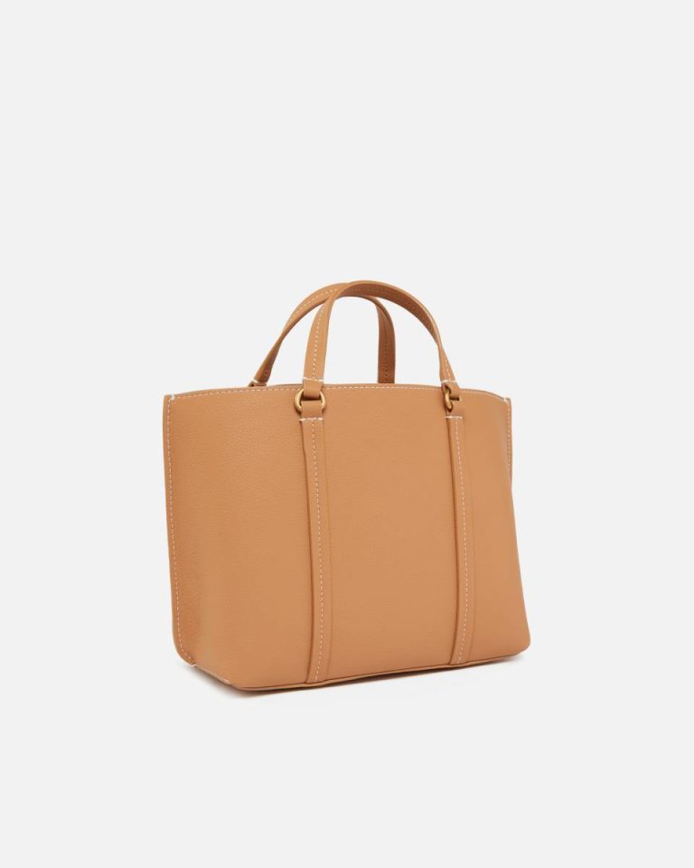 Tumbled Leather Shopper Bag Nougat-Antique Gold Shoulder Bags Pinko - Image 2