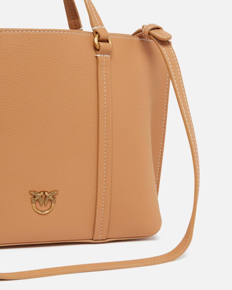 Tumbled Leather Shopper Bag Nougat-Antique Gold Shoulder Bags Pinko - Image 3