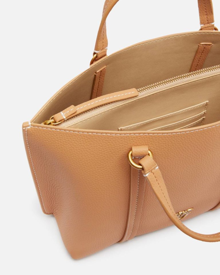 Tumbled Leather Shopper Bag Nougat-Antique Gold Shoulder Bags Pinko - Image 4