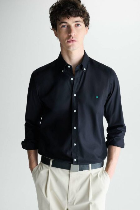 Twill Shirt Black Purificacion Garci Men Shirts