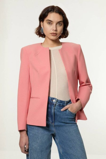 Two-Piece Sets Compact Stretch Tailored Seam Detail Blazer Karen Millen Women Ivory