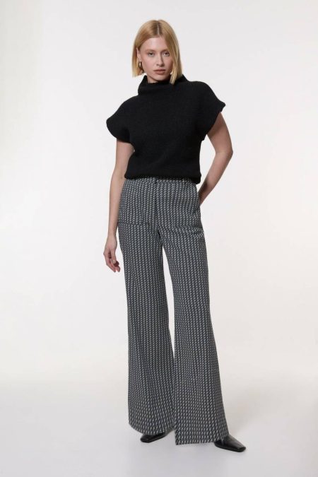 Two-Piece Sets Karen Millen Camel Women Jacquard Tailored Wide Leg Pants