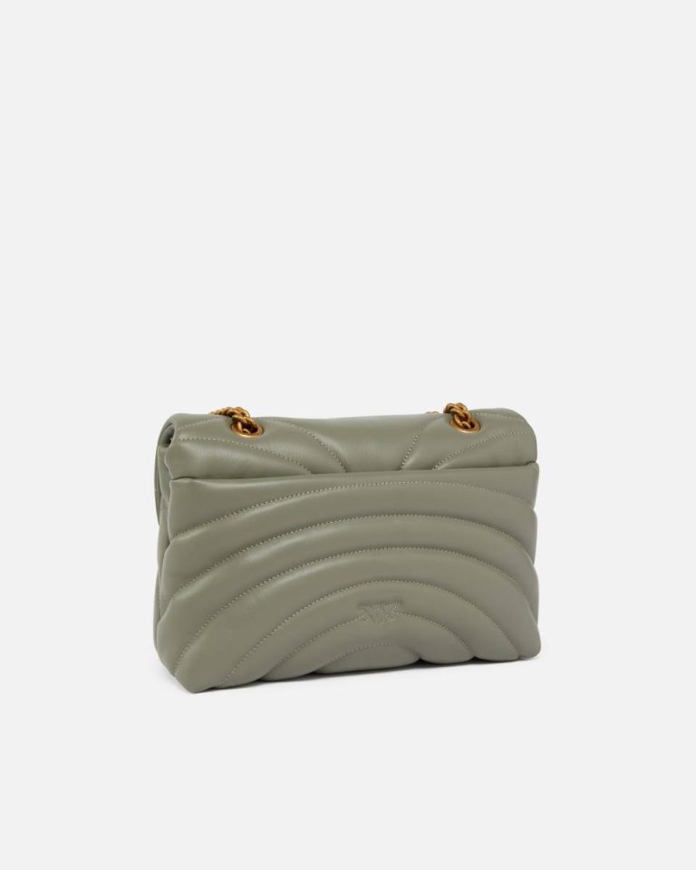 Vertiver Green-Antique Gold Pinko Shoulder Bags Love Bag Puff Large Butterfly Quilt Crossbody Bag - Image 2