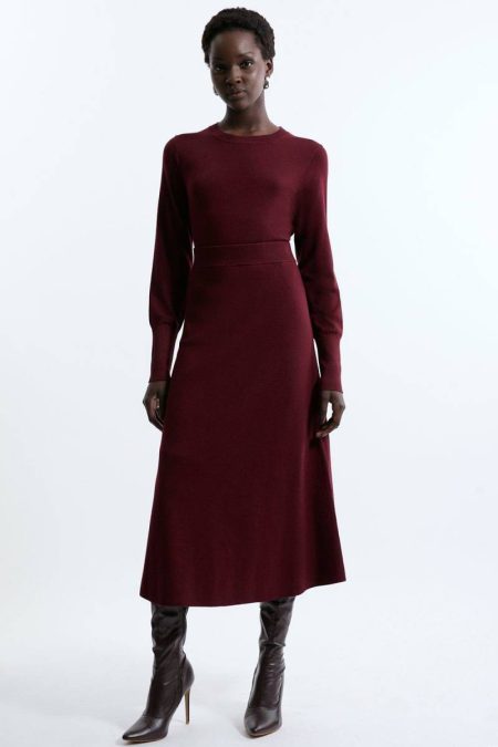 Viscose Blend Knit Midi Skirt Mink Tailoring Karen Millen Women