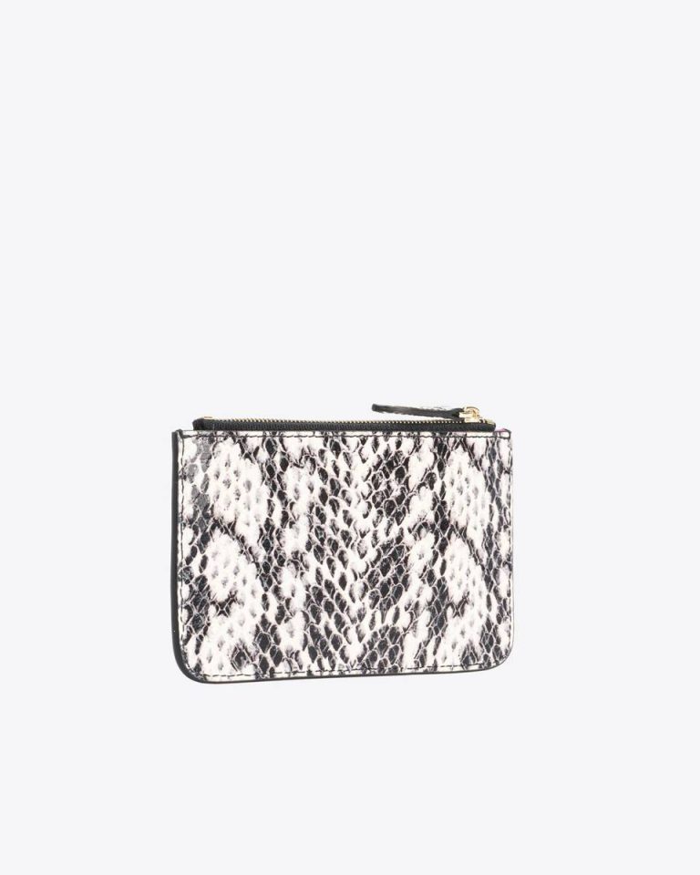 White/Black-Light Gold Pinko Galleria Flat Pouch In Reptile Skin Leather Goods - Image 2