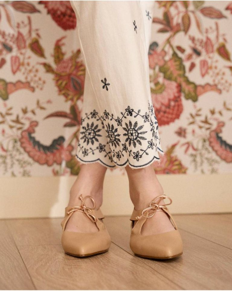 White Denim Bea Marine Embroidery Trousers Polín Et Moi Women - Image 3