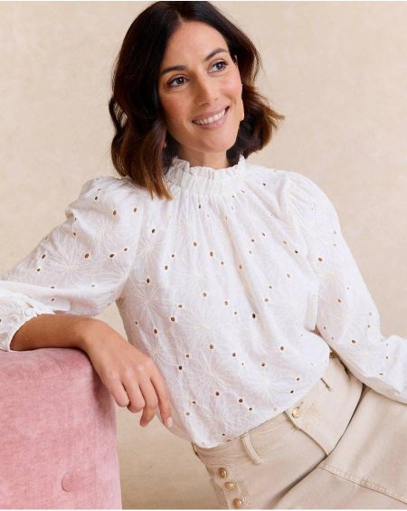 White Francesca Embroidered Blouse Polín Et Moi Women Blouses And Shirts