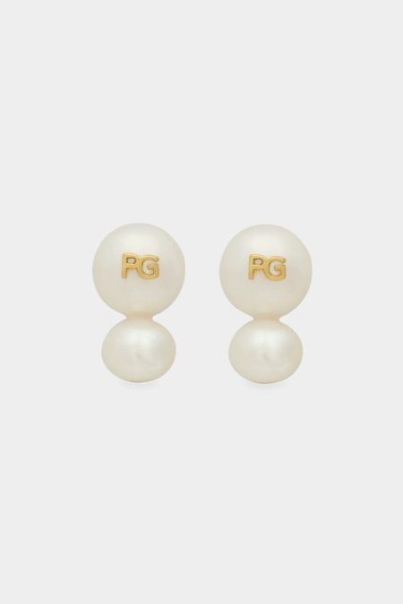 White/Gold Women Earrings Biwa Earrings Purificacion Garci