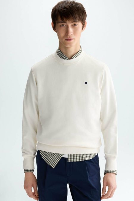 White Men Swimwear Fleece Sweatshirt Purificacion Garci
