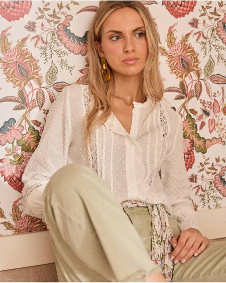 White Polín Et Moi Women Sabrina Embroidery Blouse Blouses And Shirts