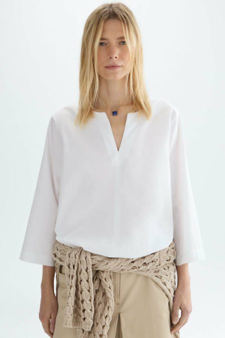 White Purificacion Garci Jersey Poplin A-Line T-Shirt Women T-Shirts And Tops