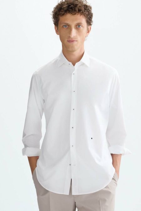 White Purificacion Garci Shirts Spread Collar Twill Shirt Men
