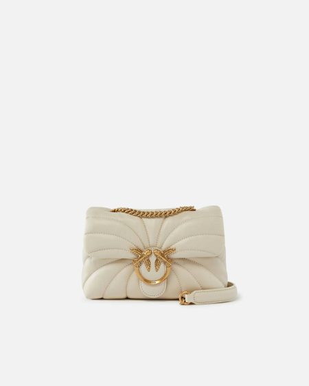 White+White-Antique Gold Crossbody Bags Love Bag Puff Butterfly Mini Nappa Leather Crossbody Bag Pinko