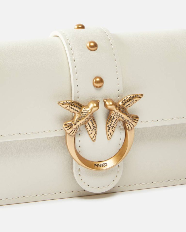White+White-Antique Gold Crossbody Bags Micro Love Bag One Simply Pinko - Image 3