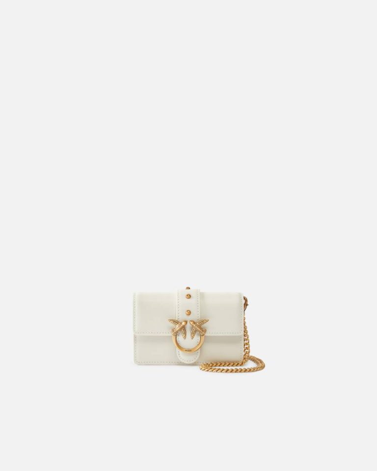 White+White-Antique Gold Crossbody Bags Micro Love Bag One Simply Pinko