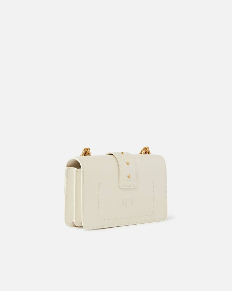 White+White-Antique Gold Mini Love Bag One Simply Pinko Crossbody Bags - Image 2