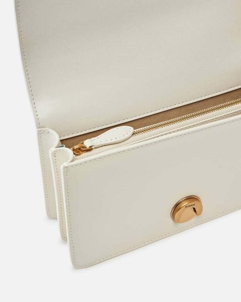 White+White-Antique Gold Mini Love Bag One Simply Pinko Crossbody Bags - Image 4