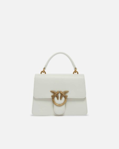 White+White-Antique Gold Mini Love Bag One Top Handle Light Simply Pinko Crossbody Bags