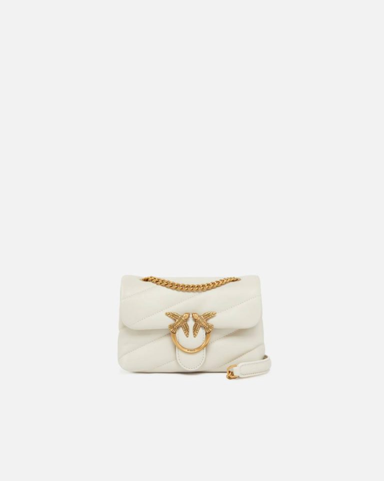 White+White-Antique Gold Pinko Crossbody Bags Baby Love Bag Puff Maxi Quilt
