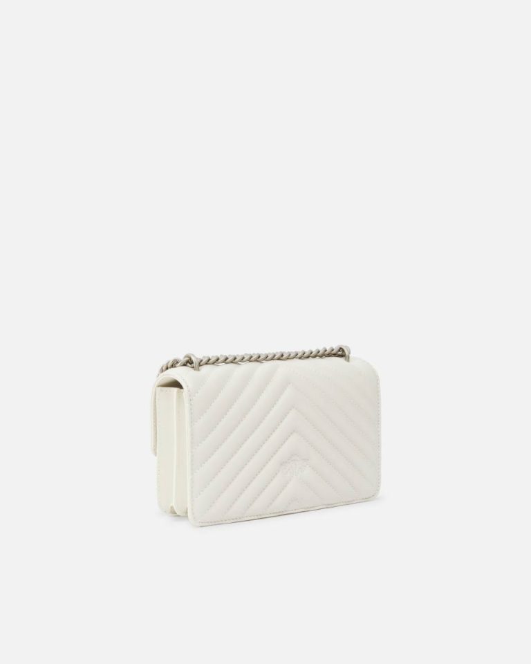 White+White-Old Silver Shoulder Bags Pinko Mini Love Bag One Chevron - Image 2