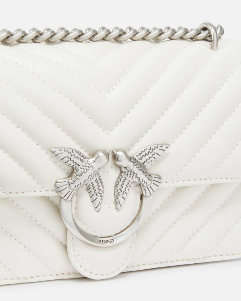 White+White-Old Silver Shoulder Bags Pinko Mini Love Bag One Chevron - Image 3