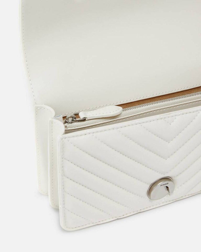 White+White-Old Silver Shoulder Bags Pinko Mini Love Bag One Chevron - Image 4