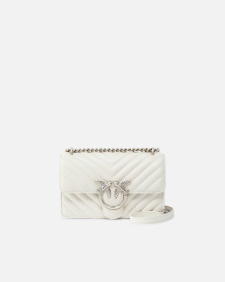 White+White-Old Silver Shoulder Bags Pinko Mini Love Bag One Chevron